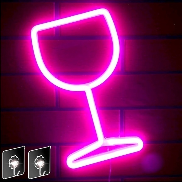 Urban Outfitters Other - Neon Glowing Pink Wine Glass Kitchen Indoor Dining Room Decor Light Gift/Prop